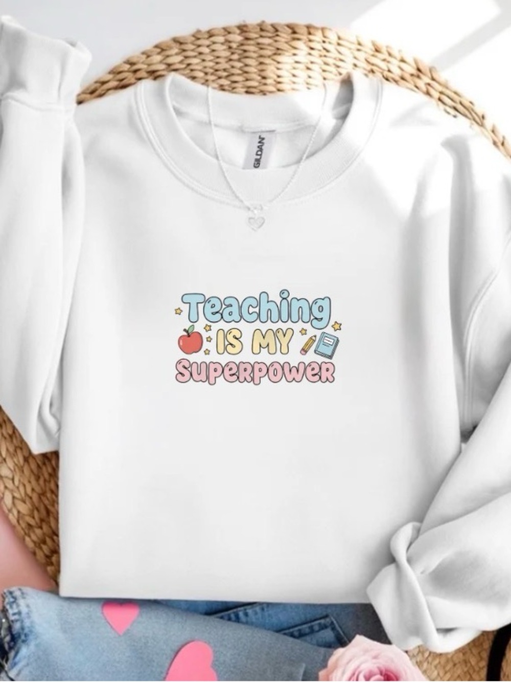 Teaching Is My Superpower Sweatshirt Cute Teacher Crewneck